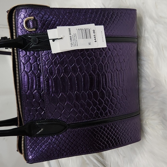 🔹️ Brahmin🔹️ RARE🔥  Small Caroline Ultraviolet Altair Genuine Leather ✨️💜 - Picture 12 of 16